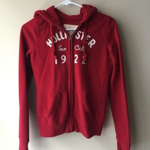 HOLLISTER Red Zip-up Hoodie S
